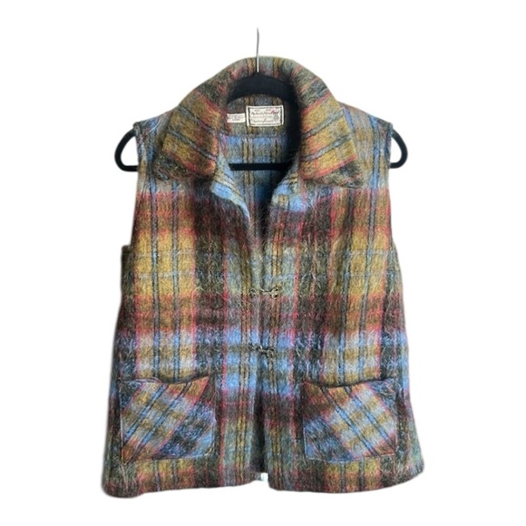 Vintage Andrew Stewart Mohair/Wool Multicolour Sleeveless Vest Woven in Scotland - Picture 1 of 16